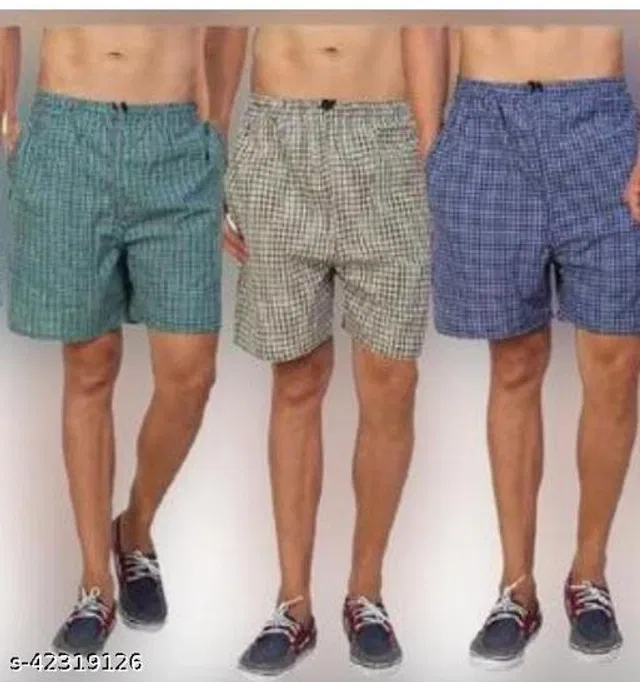 Cotton Blend Shorts for Mens (Multicolor, 40) (Pack of 3)