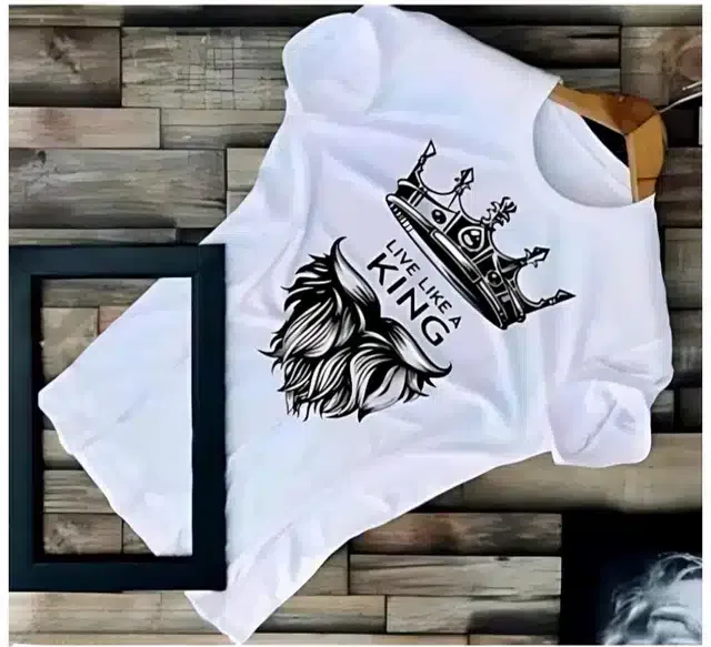 Half Sleeves Printed T-Shirt for Men (White, XXL)