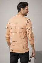 Polyester Printed T-shirt for Men, Peach 
