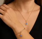 Women's Evil Eye Pendant & Moon Charm Bracelet Set 