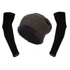 Woolen Solid Cap with Full Hand Gloves for Men & Women 