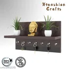 Wooden Double Layer Wall Shelves For Home, Brown