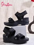 Shoetopia Black Wedge Sandals Size IND-8