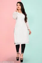 Net Kurti for Women,  White  