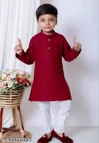 Embellished Rayon Kurta Set for Boys 
