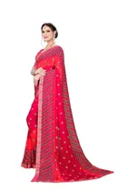 कानूड़ा फैंसी विमेंस जॉर्जेट फ्लावर प्रिंटेड साड़ी 