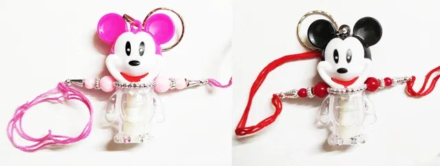 Kids Mickey Mouse LED Light Rakhi, Pack of 2 (Multicolor, Free)