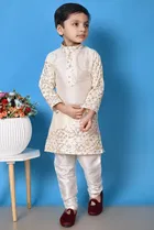 Cotton Blend Embellished Kurta with Pyjama for Boys 