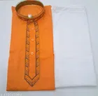 Cotton Solid Kurta Set for Men, Orange 