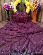 Net Solid Saree for Women 