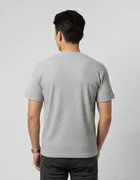 Polyester Round Neck T-shirt for Men, Grey 