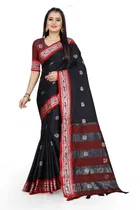 शारदा क्रिएशन कॉटन एम्बेलिशड साड़ी विद ब्लाउज 