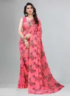 कनूड़ा फैंसी विमेंस जॉर्जेट फ्लावर प्रिंटेड साड़ी 