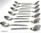Carbon Steel Spoon Set (Silver, Pack of 12)