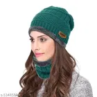 Woolen Beanie Cap with Neck Scarf for Men & Women 