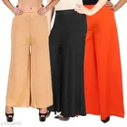 Cotton Blend Palazzos for Women, Pack of 3 (Multicolor, 28)