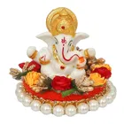 JIYANSH Lord Ganesha Statue on Decorative Handcrafted Plate, God Idol for Car Dashboard, Home, Office Decor 
