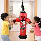 Kids Boxing Set with Hanging Filled Punching Bag / Head Guard / Boxing Gloves 