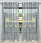 Sheer Plain Grey Door Curtain 7ft Combo 