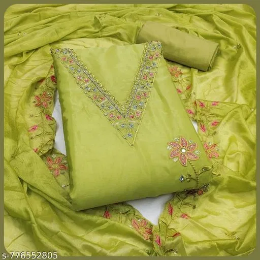 Silk Blend Punjabi/All Over Suits Semi-Stitched Suits (6.05 meter for Women (M)