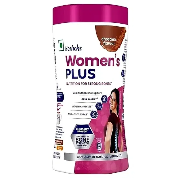 Women'S हॉर्लिक्स चॉकलेट हेल्थ & नुट्रिशन ड्रिंक (नो एडेड शुगर) 400 g जार