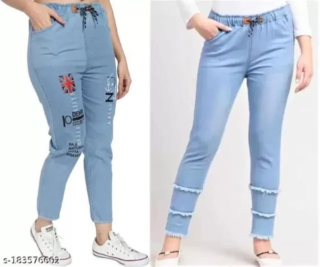 Denim Jeans for Girls (Blue, 15-16 Years) (Pack of 2)
