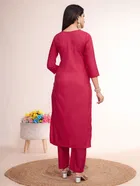 Jacquard Embroidered Kurta with Pant for Women 