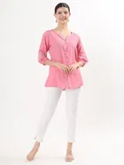 Women's Casual Regular Sleeves Embroidered Short Kurti 