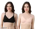 Cotton Blend Solid Bra for Women & Girls, Multicolour, Pack of 3 