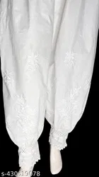 Cotton Solid Salwar for Women, White 