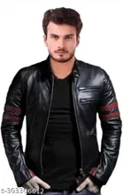 Synthetic Leather Full Sleeves Solid Jacket for Men 