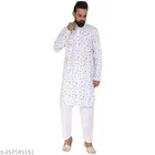 Cotton Printed Kurta with Pyjama for Men 