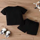 Cotton Blend Printed Clothing Set for Boys, Black 