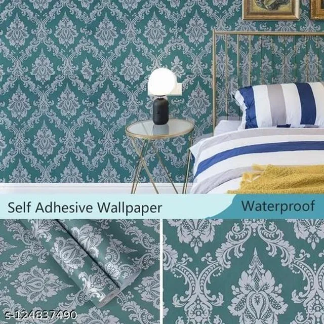 Bliss Vinyl Wallpaper for Home (Grey, 45x250 cm)