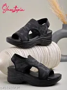 Shoetopia Black Wedge Sandals Size IND-8