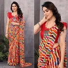 Georgette Printed Saree for Women, Multicolor 
