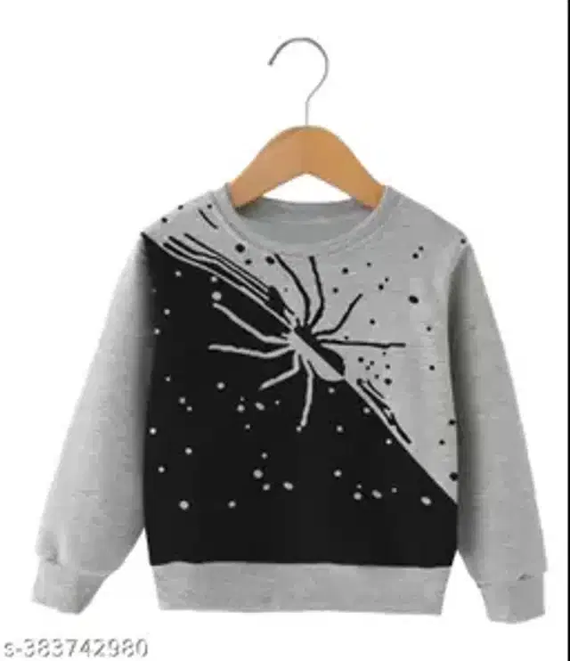 Full Sleeves T-Shirt for Kids (Grey & Black, 5-6 Years)