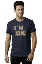 Cotton Blend Printed T-shirt for Men, Navy Blue 