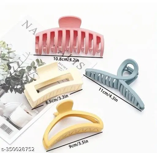 Plastic Hair Clutcher for Women & Girls (Multicolor, Pack of 4)