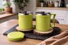 Stainless Steel Coffe Mug, Green , Pack of 2 