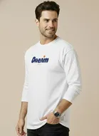 Polyester Printed T-shirt for Men, White 
