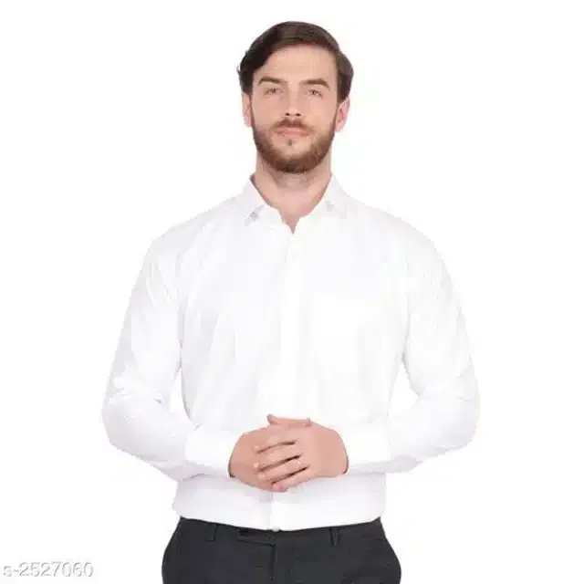 Cotton Linen Solid Full Sleeves Shirt for Men (White, M)