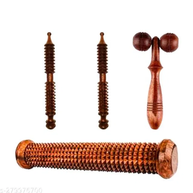 Wooden Body Massager Set (Brown, Set of 4)