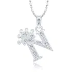 Vighnaharta Alloy Royal Crown 'N' Alphabet Rodium Plated Pendant With Chain For Unisex 