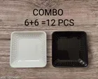 Plastic Plates for Kitchen, Multicolor, Pack of 12