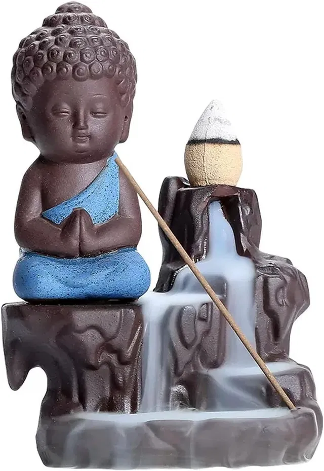 Buddha Idol Polyresin With 30 Cones 13L X 10.7W X 7.4H Cm
