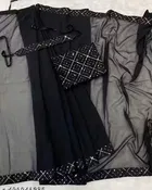 Georgette Solid Saree for Women, Pink 