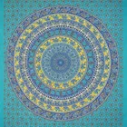 Jaipuri Cotton Double Bedsheet with 2 Pillow Covers | 80x90 Inch | Elephant Mandala Blue | Traditional Rajasthani Print