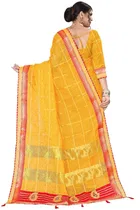 कनूड़ा प्रिंट्स फैंसी विमेंस पनेतर गोटा नेट साड़ी 