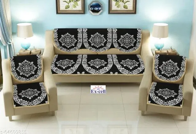 Polycotton 5 Seater Sofa Covers (Black, Set of 1)